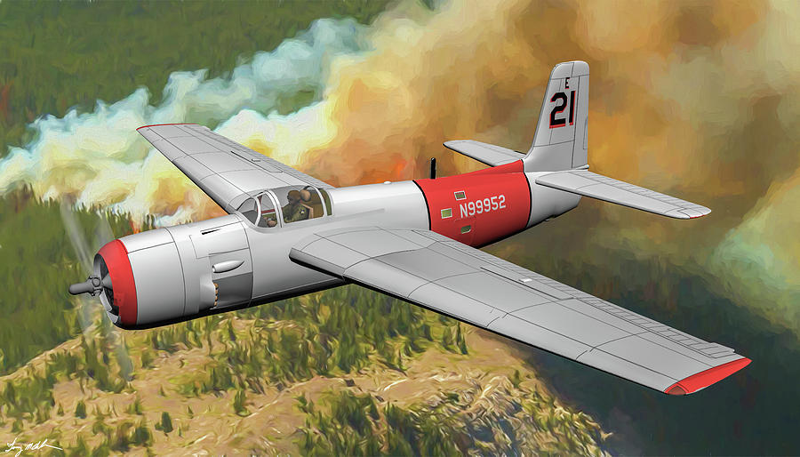Grumman AF-2S Guardian Fire Bomber - Oil Photograph by Tommy Anderson