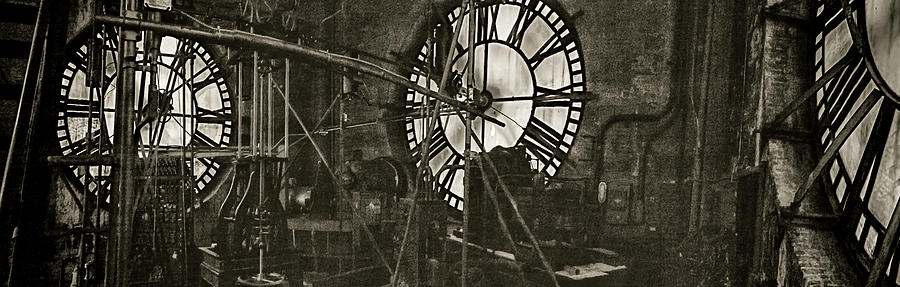 Grunge clock tower works Photograph by Karen Foley