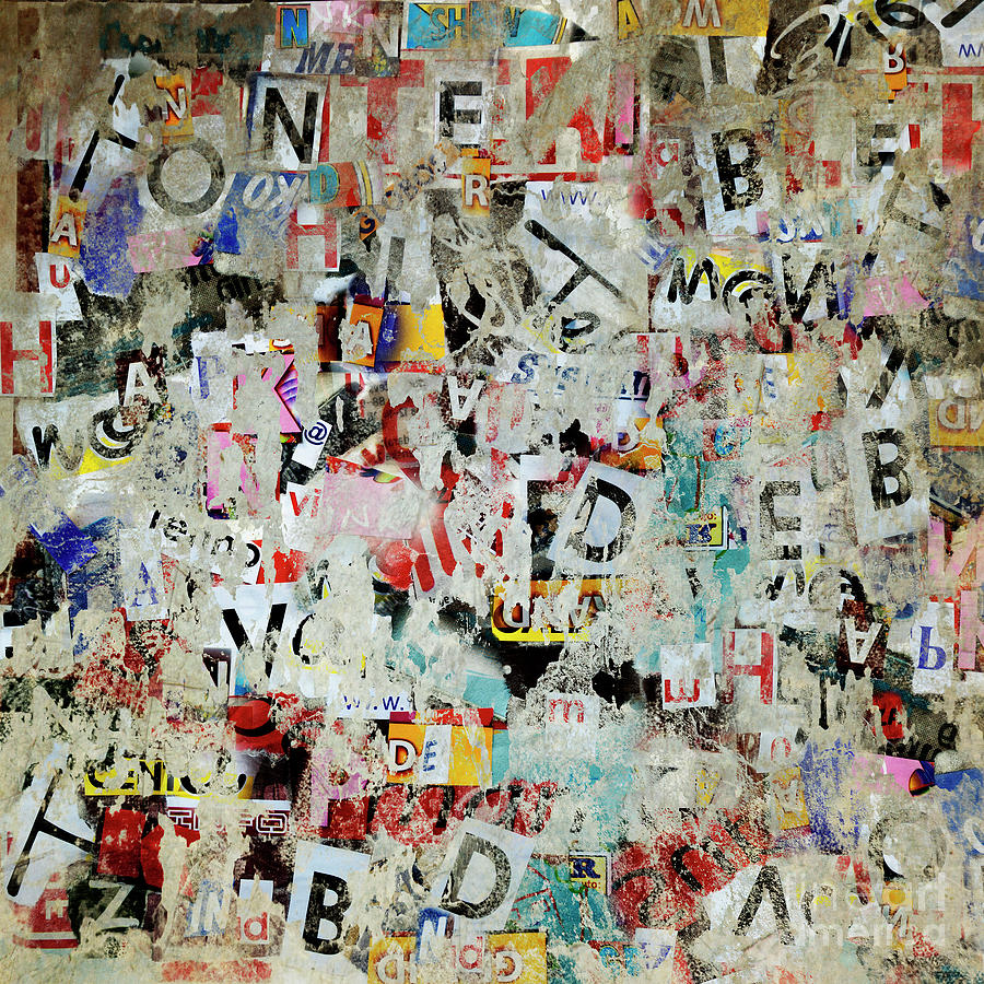 Grunge letter poster background  Mixed Media by Jelena Jovanovic