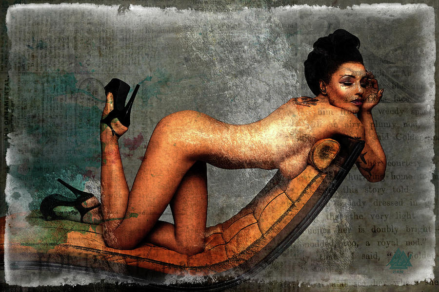 Grunge Nude Digital Art by Mel Beasley