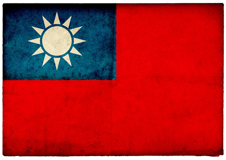 Grungetaiwanese Flag On Rough Edged Old Photograph by Abzee