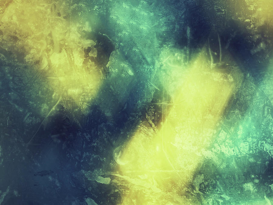Grungy colorful watercolor abstract art with muted yellows, blues and greens Photograph by Teri Virbickis