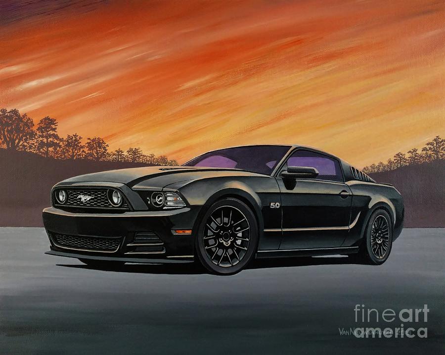 Wall Art Print Mustang Car Auto in Sunset, Gifts & Merchandise