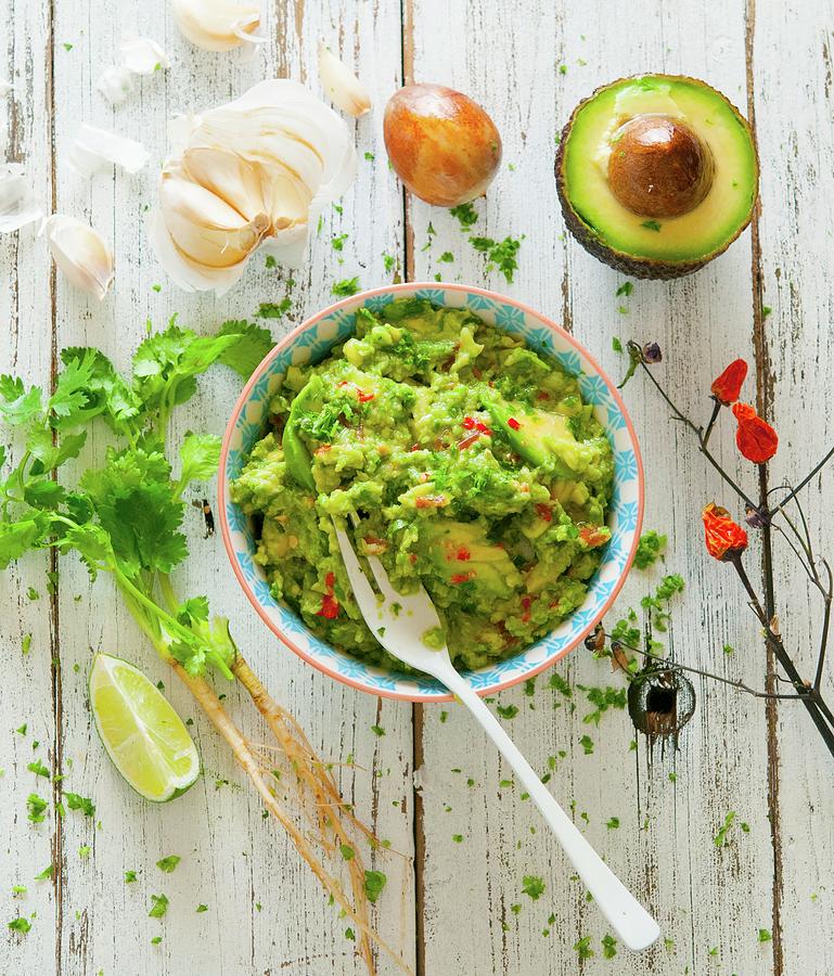 Guacamole With Ingredients Photograph by Udo Einenkel