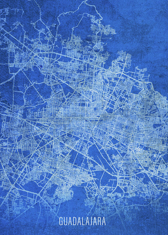 Guadalajara Mexico City Street Map Blueprints Mixed Media by Design ...