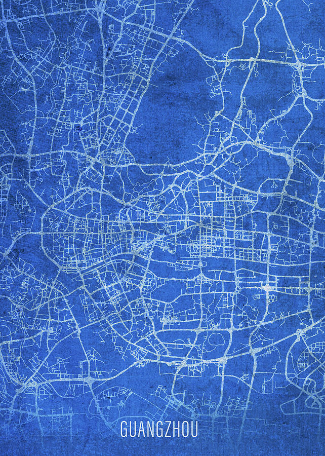 Guangzhou China City Street Map Blueprints Mixed Media by Design ...