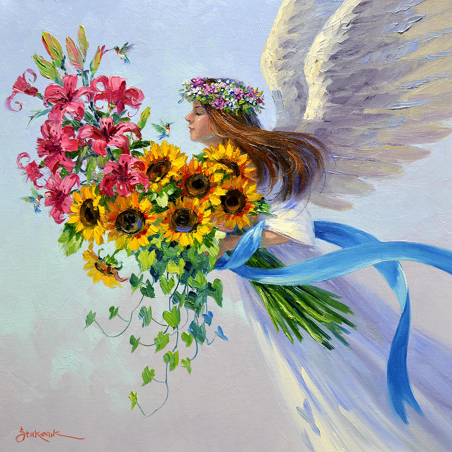 Hummingbird Painting - Guardian Angel by Mikki Senkarik