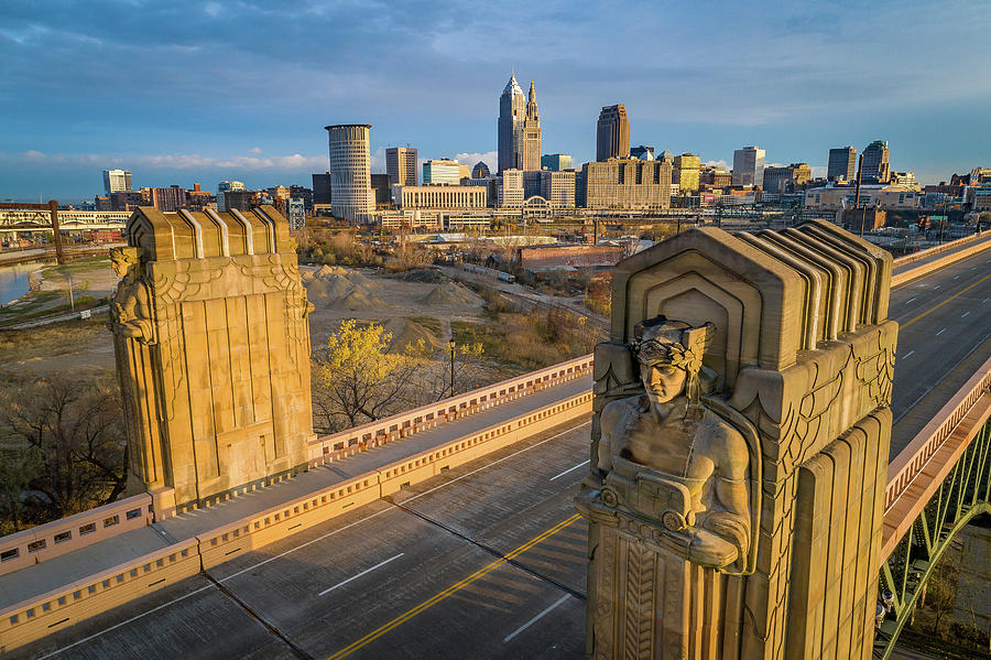 Cleveland Guardian of Traffic Coffee Painting Fine Art Print