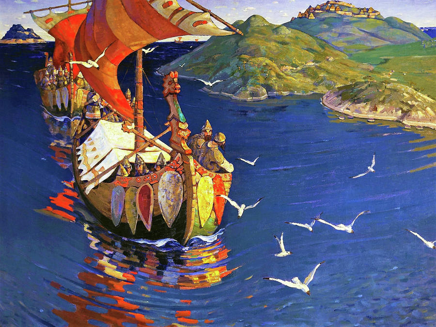Guests from Overseas - Digital Remastered Edition Painting by Nicholas Roerich