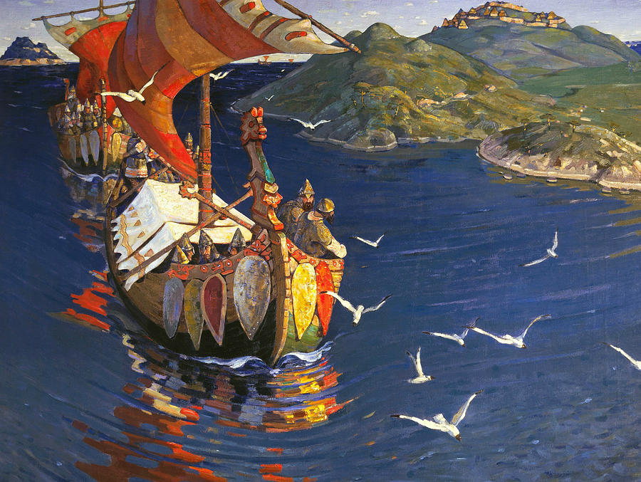 Guests from Overseas Painting by Nicholas Roerich