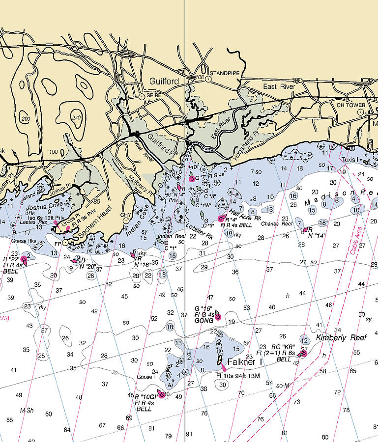 Guilfordconnecticut Nautical Chart Mixed Media by Bret Johnstad Fine