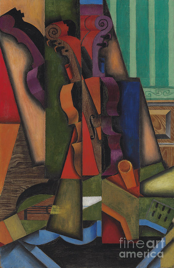Guitar And Violin, 1913. Artist Gris Drawing by Heritage Images Guitar And Violin, 1913. Artist Gris Drawing by Heritage Images