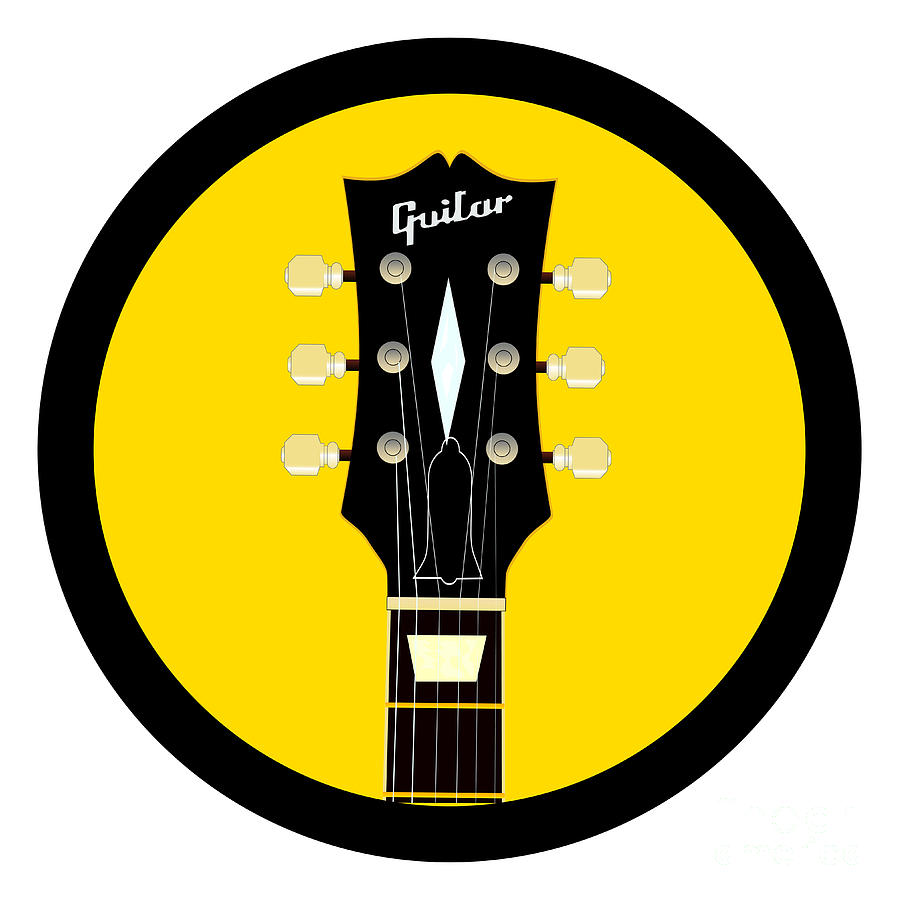 Guitar Headstock Round Icon Digital Art by Bigalbaloo Stock