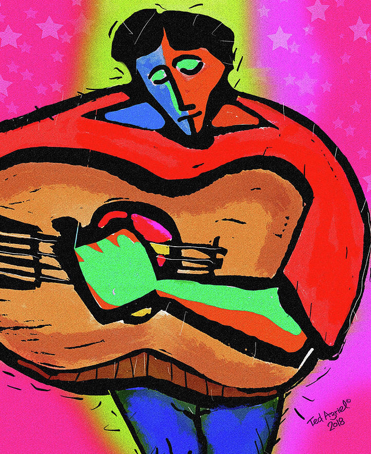 Jazz Digital Art - Guitar Man by Ted Azriel