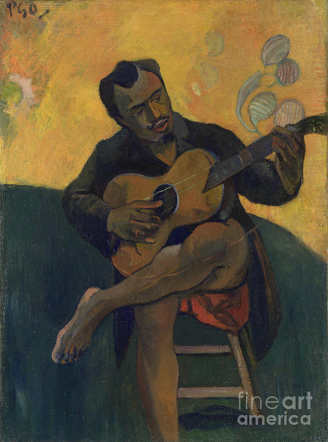 Guitar Player, 1894. Artist Gauguin Drawing by Heritage Images