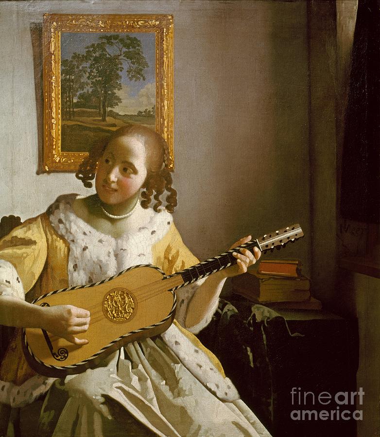 Jan Vermeer Painting - Guitar player  AKG830340 by Jan Vermeer