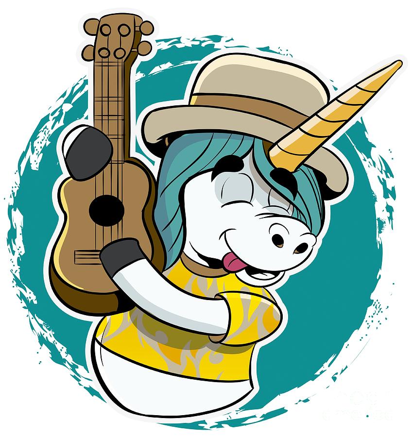 Unicorn Digital Art - Guitar Unicorn Guitarist Musician Magic Horse by Mister Tee