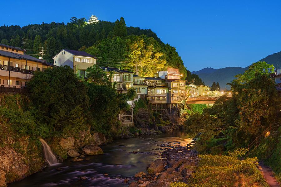 Castle Photograph - Gujo, Gifu, Japan Hot Springs Onsen by Sean Pavone