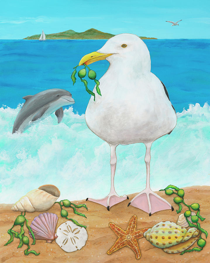 Seagull Painting - Gull Envy by Kathy Kehoe Bambeck