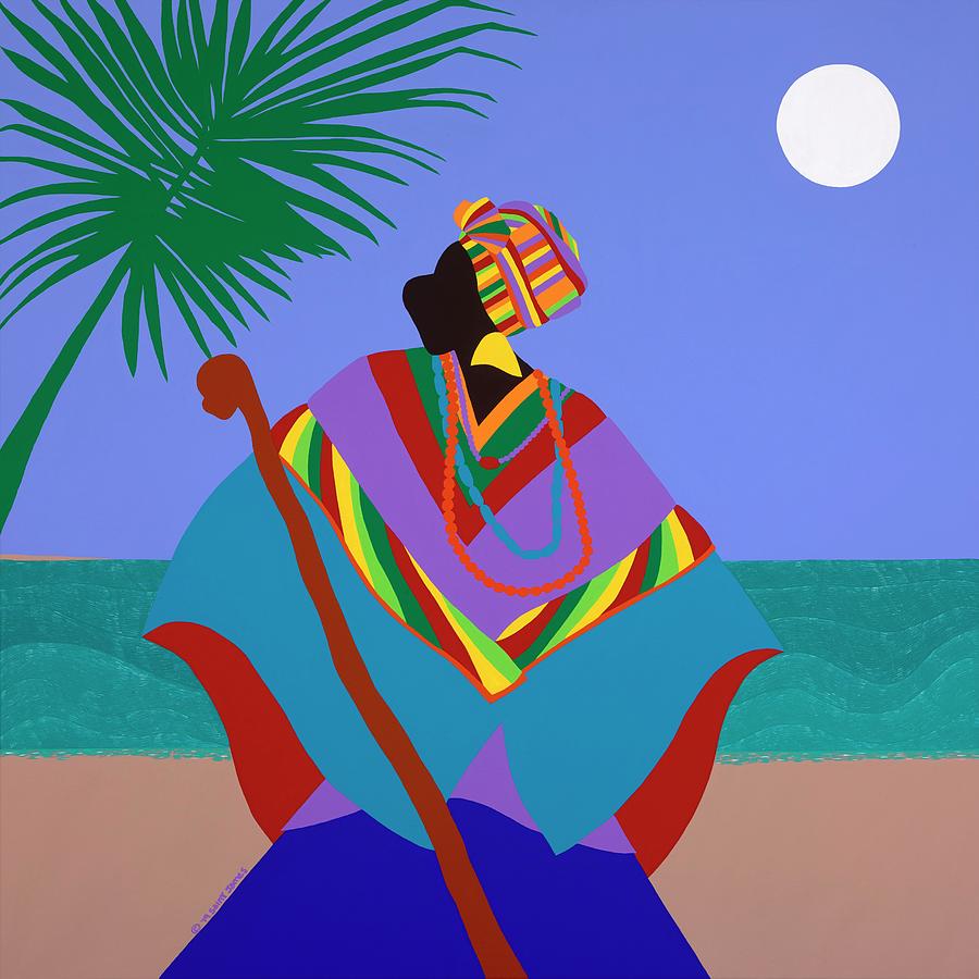 Gullah Painting - Gullah Geechee Conjure Woman by Synthia SAINT JAMES