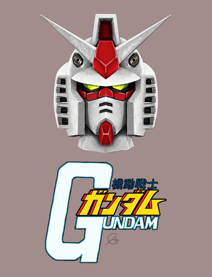 Gundam Head Logo Digital Art by Andrea Gatti