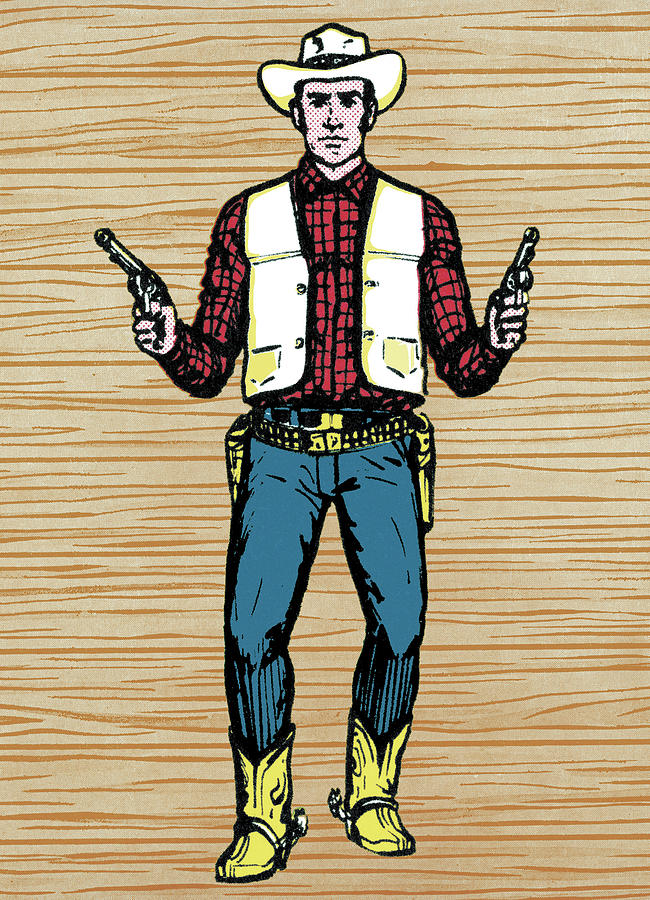 Vintage Drawing - Gunslinger by CSA Images