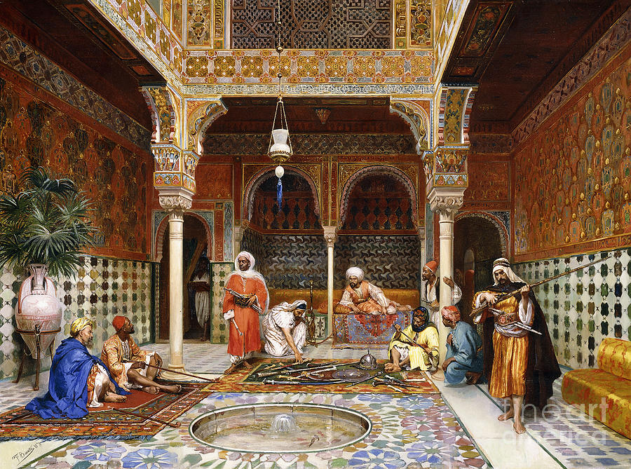 Gunsmiths At The Palace Of Alhambra, Granada, 1878 Painting by Filippo Baratti
