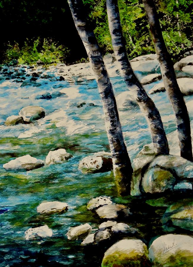 Gushing Waters Painting by Sher Nasser