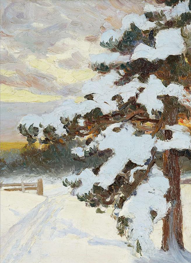 GUSTAF FJAESTAD 1868-1948 Winter landscape Painting by Celestial Images ...