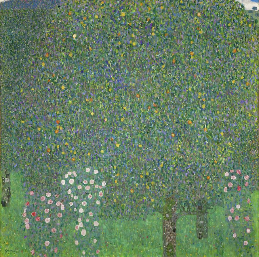 GUSTAV KLIMT Rosiers sous les arbres Rosebushes under the Trees. Date/Period Ca. 1905. Painting by Gustav Klimt