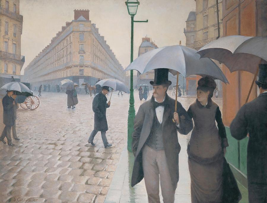 Gustave Caillebotte Rue de Paris, temps de pluie - Paris Street in Rainy Weather, 1877. Painting by Gustave Caillebotte