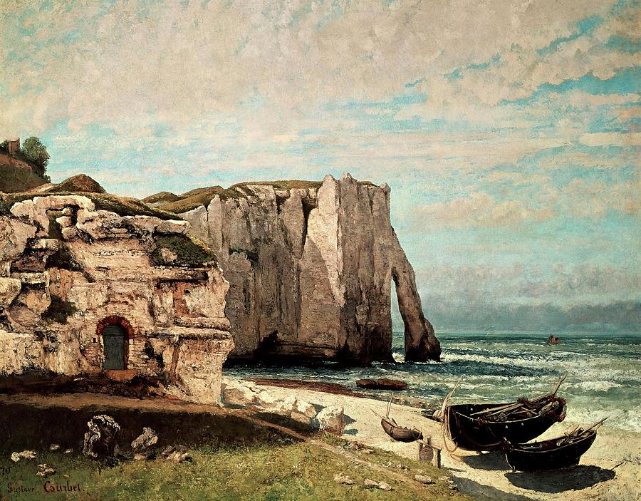 GUSTAVE COURBET La falaise dEtretat apres lorage The Etretat Cliffs after the Storm, 1870. Painting by Gustave Courbet