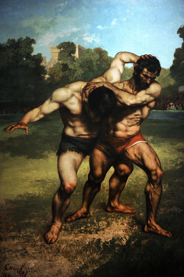 GUSTAVE COURBET The Wrestlers. Date/Period 1853. Painting. Oil on canvas. Painting by Gustave Courbet