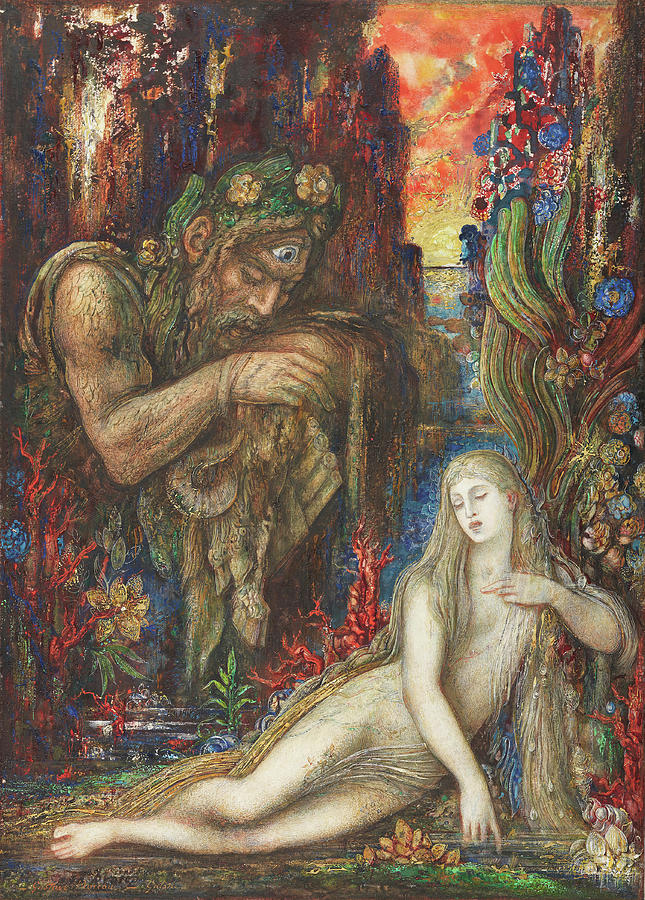 Gustave Moreau -Paris, 1826-1898-. Galatea -ca. 1896-. Ink, tempera, gouache and watercolour on c... Painting by Gustave Moreau -1826-1898-