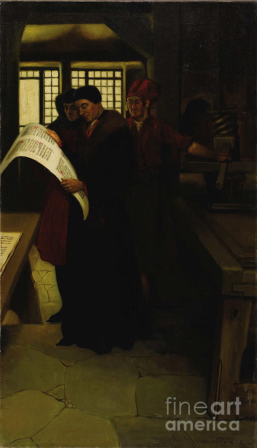 Gutenberg At The Press Drawing by Heritage Images
