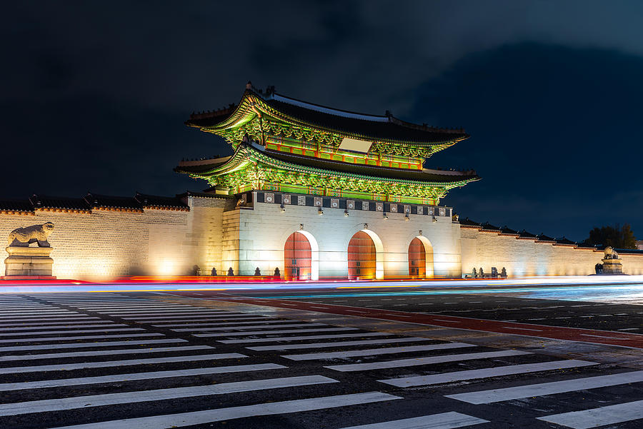 Architecture Photograph - Gwanghwamun Gate At Geyongbokgung by Prasit Rodphan