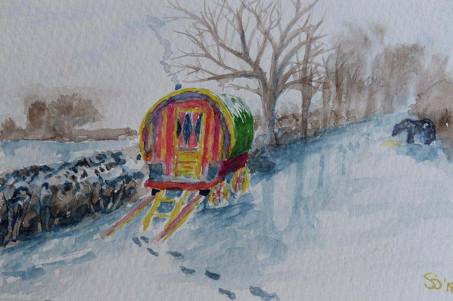 Gypsy Painting - Gypsies in Winter by Shelagh Delphyne