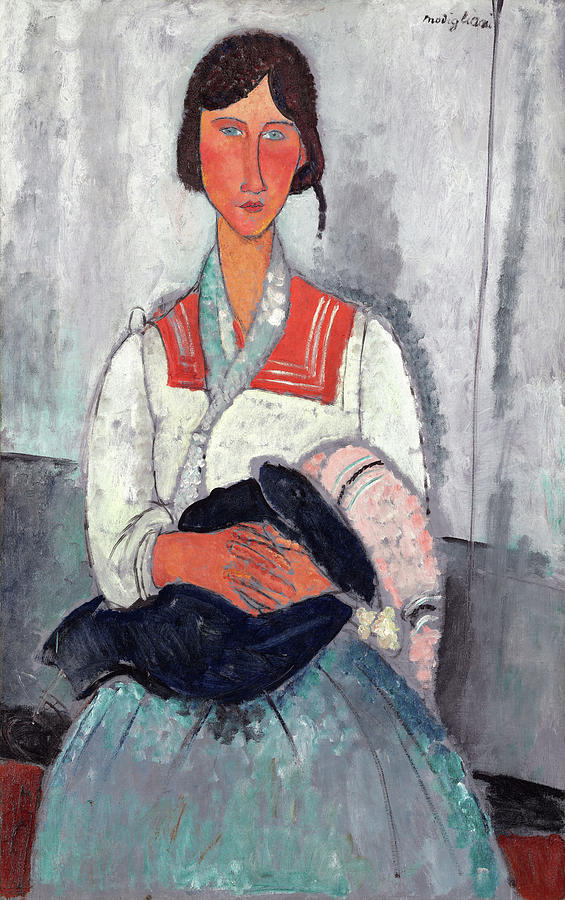 Unique Painting - Gypsy Woman with Baby - Digital Remastered Edition by Amedeo Modigliani