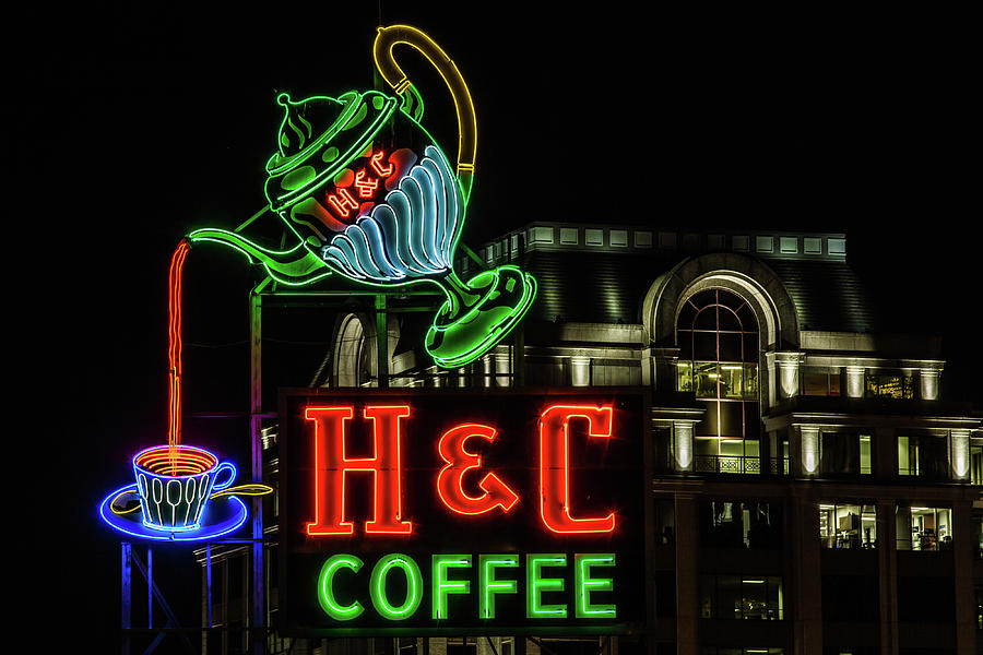 H and C Coffee Sign Roanoke Virginia Photograph by Julieta Belmont