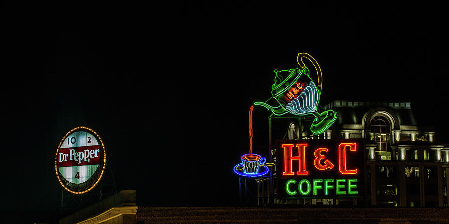 H C Coffee sign and Dr Pepper Roanoke virginia Photograph by Julieta Belmont