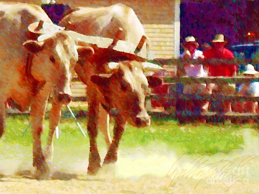 H Oxen Pull at the MV Ag Fair - Horizontal Painting by Lyn Voytershark