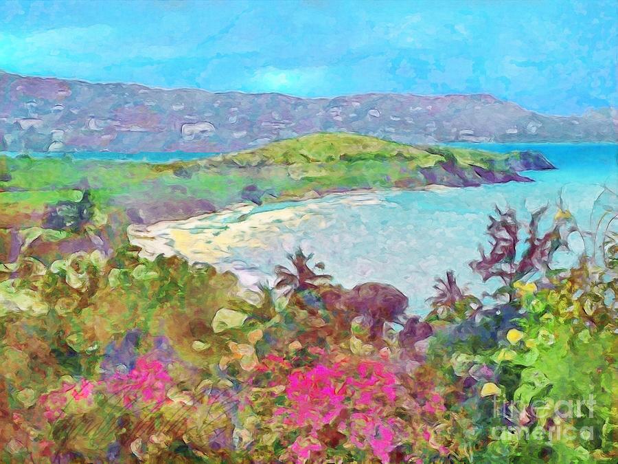 H Shoreline View from The Buccaneer - Horizontal Painting by Lyn Voytershark