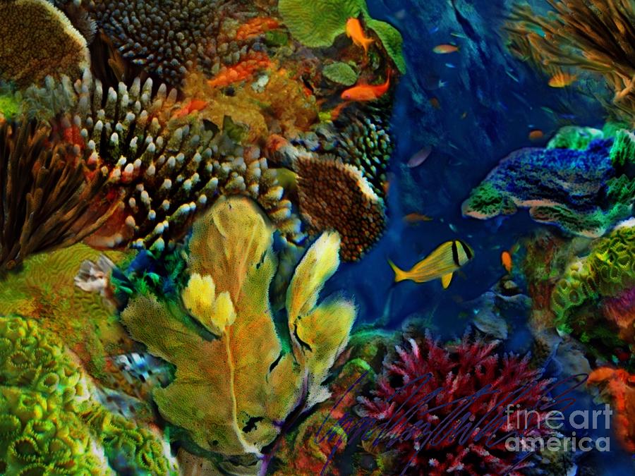 H1 Caribbean Underwater Garden - Horizontal Painting by Lyn Voytershark