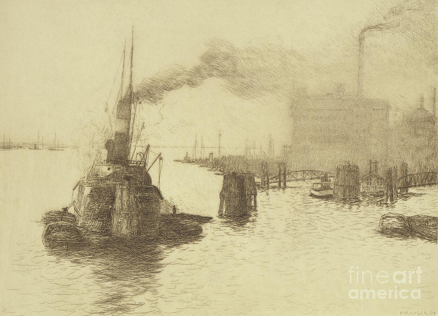 Boat Drawing - Hafen, 1904 by Jean Paul Kayser