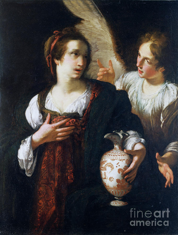 Hagar And The Angel By Bernardo Strozzi Painting by Bernardo Strozzi