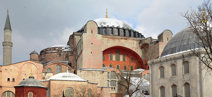 Hagia Sophia In Snow Panoramic Photograph by Petekarici