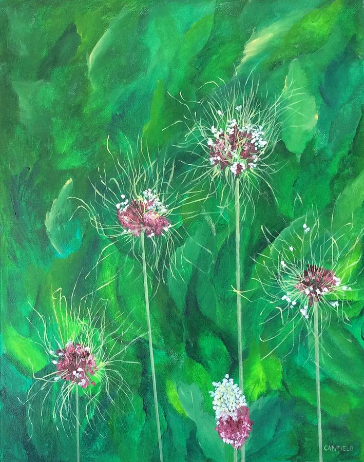 Hair Allium Painting by Ellen Canfield