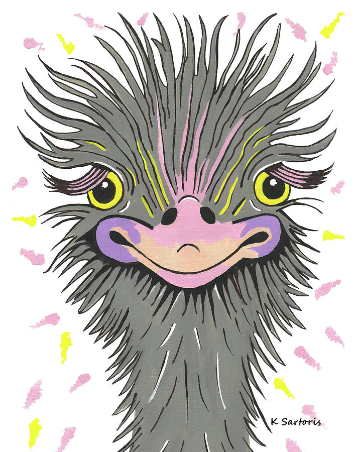 Ostrich Mixed Media - Hair Raising Day by Sartoris Art