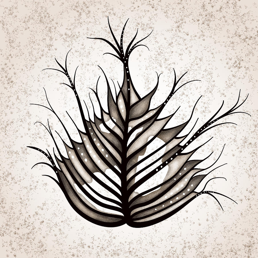 Hairy Leaf Abstract Art In Sepia Digital Art by Boriana Giormova
