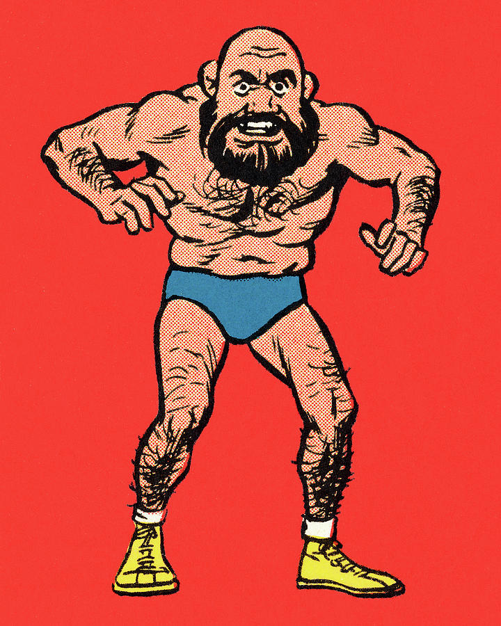 Sports Drawing - Hairy Wrestler by CSA Images